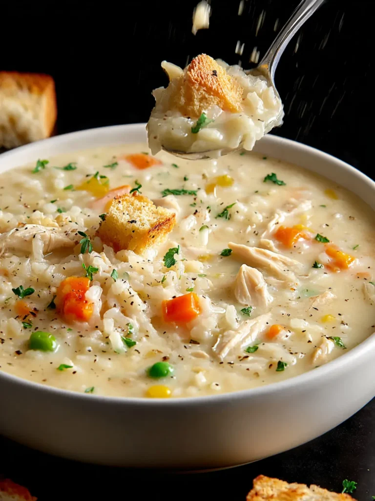 Comforting Creamy Chicken and Rice Soup Recipe (30 Min) First Image