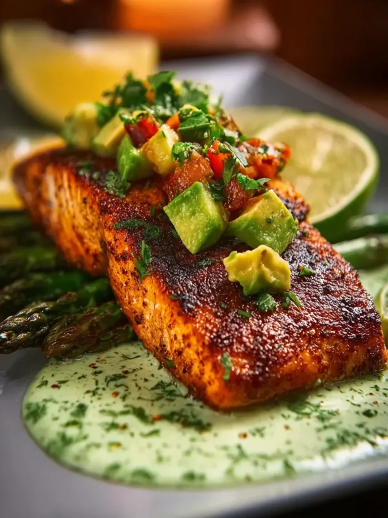 Cajun Salmon with Avocado Lime Sauce First Image