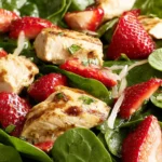 Zesty Chicken Strawberry Spinach Salad with Ginger-Lime Dressing First Image