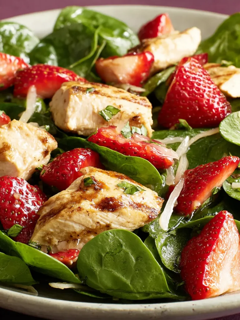 Zesty Chicken Strawberry Spinach Salad with Ginger-Lime Dressing First Image