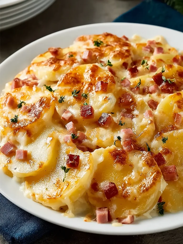 Christmas Scalloped Potatoes With Ham In The Slow Cooker First Image