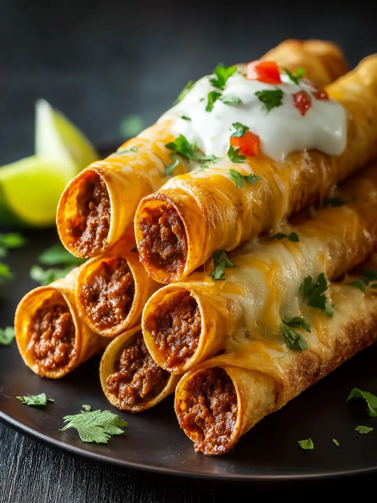Crispy Cheesy Beef Taquitos First Image