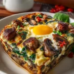 Hearty Sausage Spinach Mushroom Egg Bake First Image