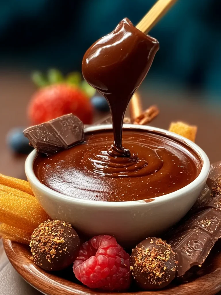 Indulge in Decadent Chili Chocolate Fondue Delight First Image