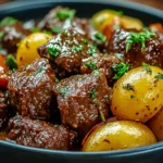 Mouthwatering Slow Cooker Garlic Butter Beef Bites & Potatoes Delight First Image