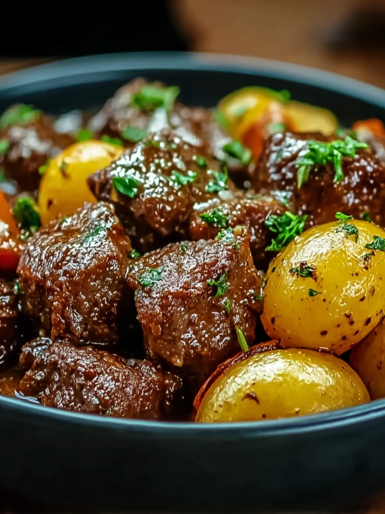 Mouthwatering Slow Cooker Garlic Butter Beef Bites & Potatoes Delight First Image