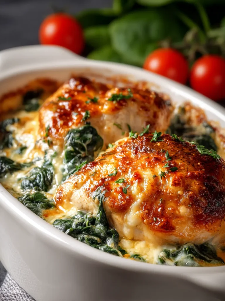 Baked Chicken Spinach Casserole First Image