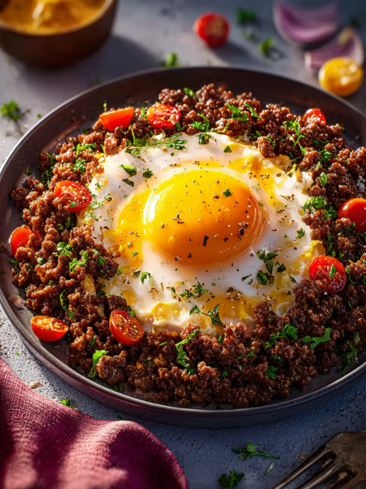 Ground Beef and Eggs Breakfast First Image