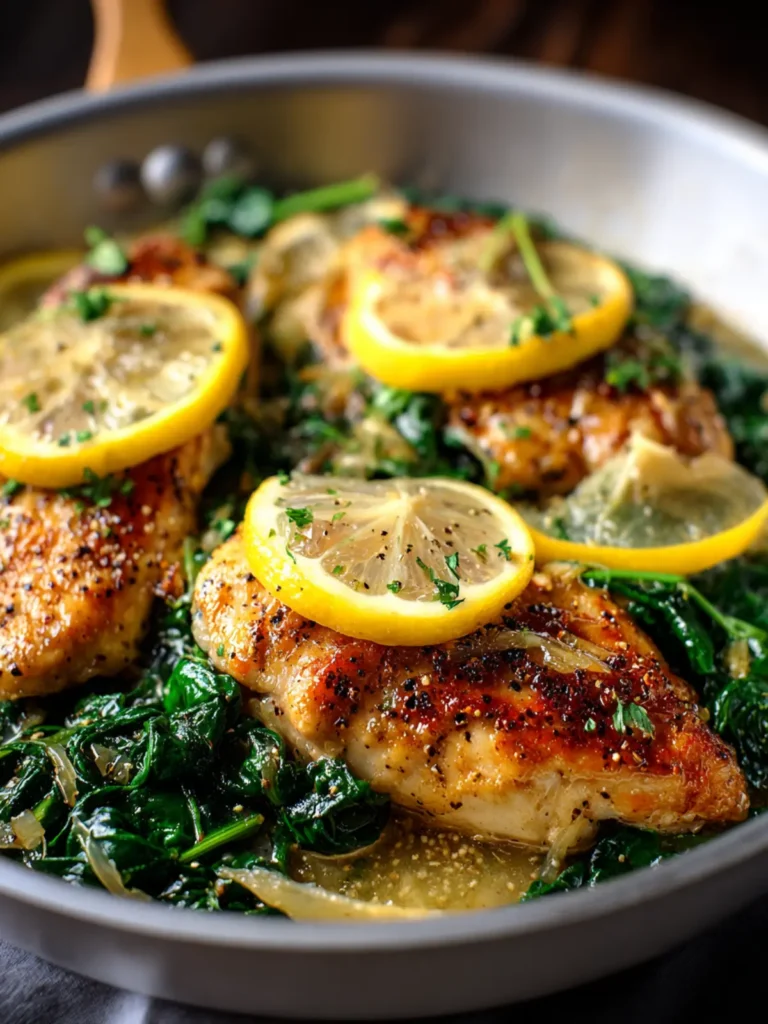 Lemon Chicken Spinach Skillet First Image