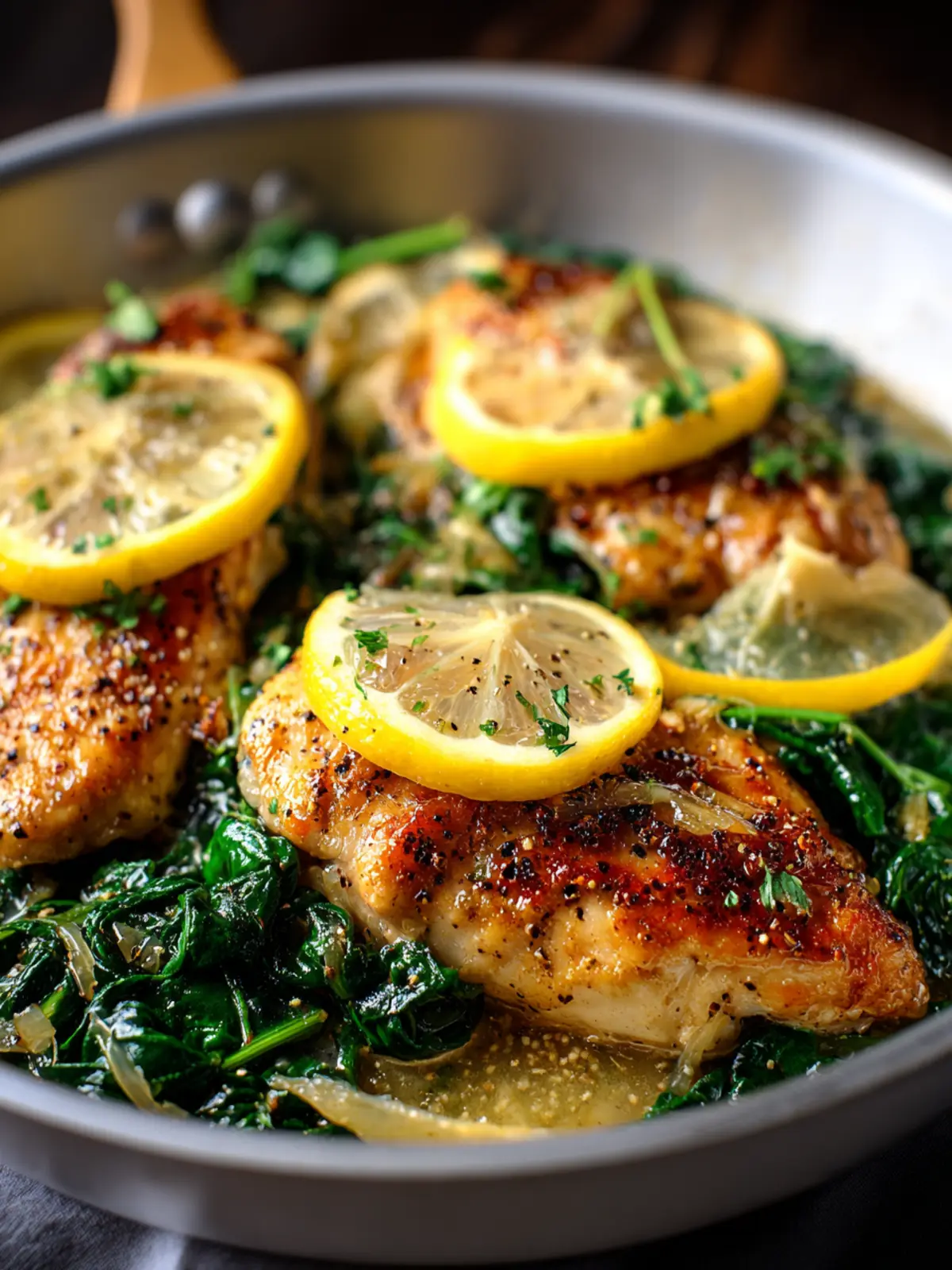 Lemon Chicken Spinach Skillet First Image