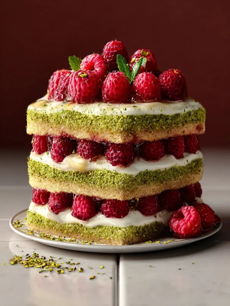 Pistachio Raspberry Cake (4-Layer Showstopper) First Image